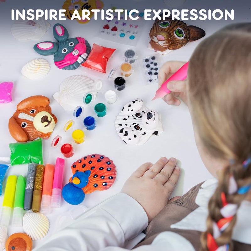 EPUMP Shell Painting Kit for Kids - Glow in The Dark Arts and Crafts Supplies Kits for Girls Boys - Kids Activities Creative Art Set Birthday Gifts DIY Paint Toys for Age 6 7 8 9 10 11 12 Years Old - Image 4